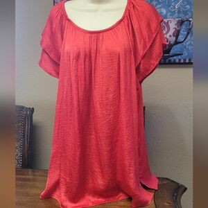 Terra & Sky Vibrant Red Blouse 1x Size